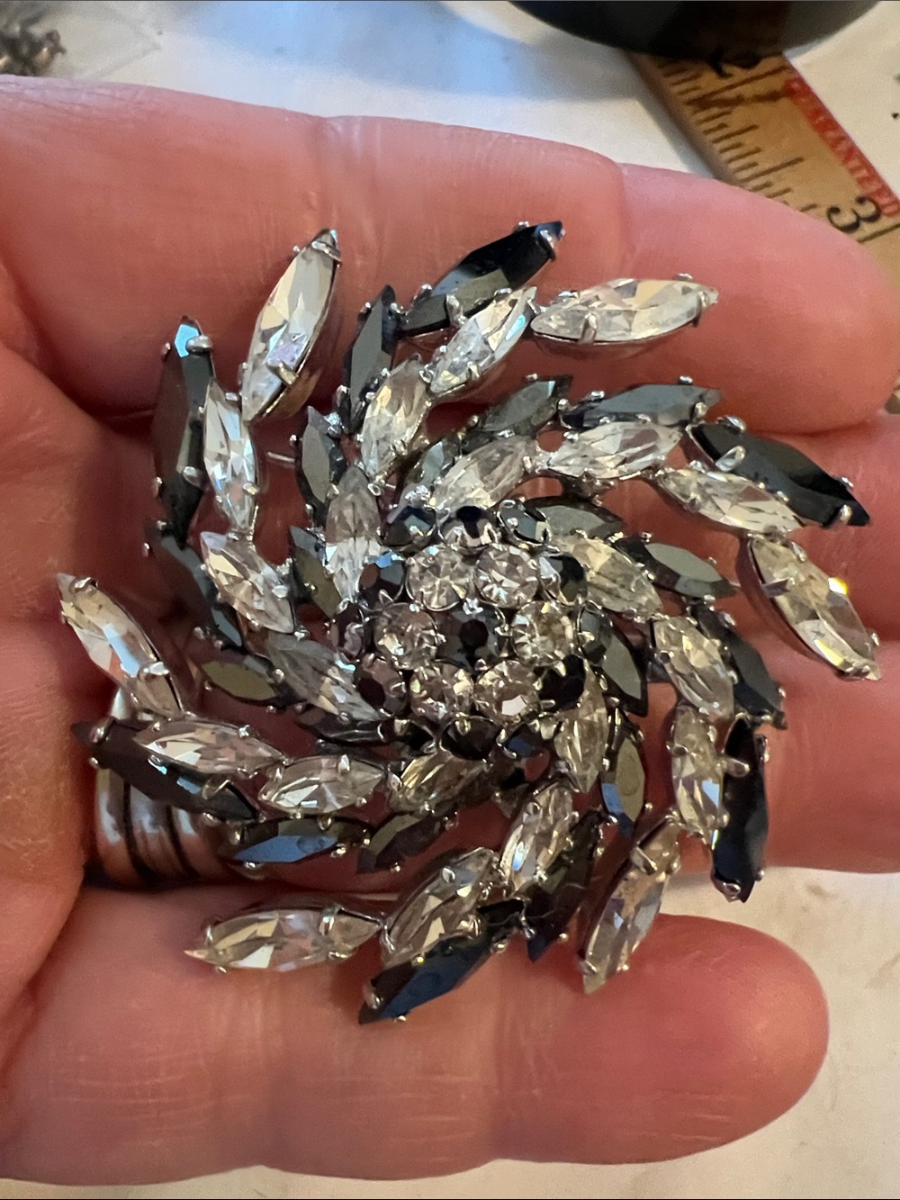 Large Sherman Vintage pinwheel brooch